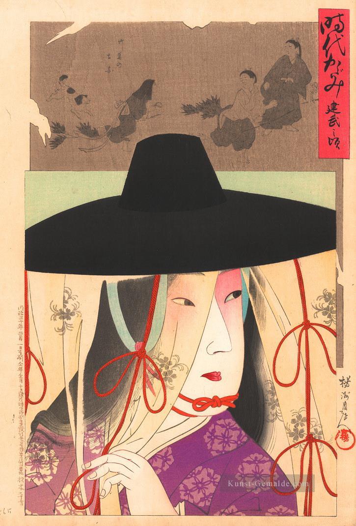 Reflexionen aus der Zeit Jidai Kagami eine Frau aus dem Kenmu Toyohara Chikanobu Japanisch Ölgemälde